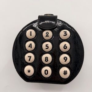 Betsey Johnson Kitsch Round Black Phone Dial Clutch Crossbody Bag Black Purse
